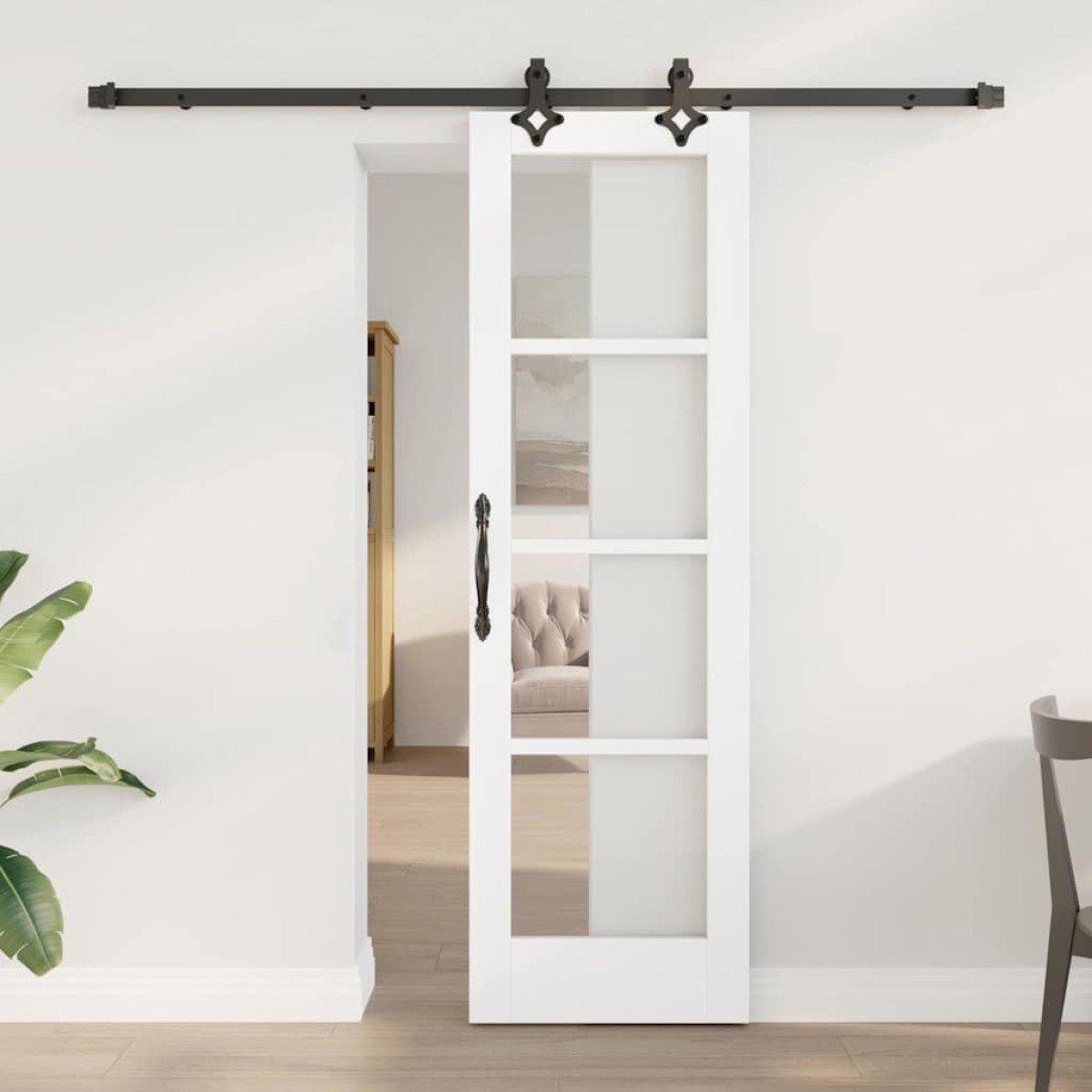 vidaXL Συρόμενη Πόρτα ORKDAL Λευκό και Μαύρο 61 x 198,5 εκ.