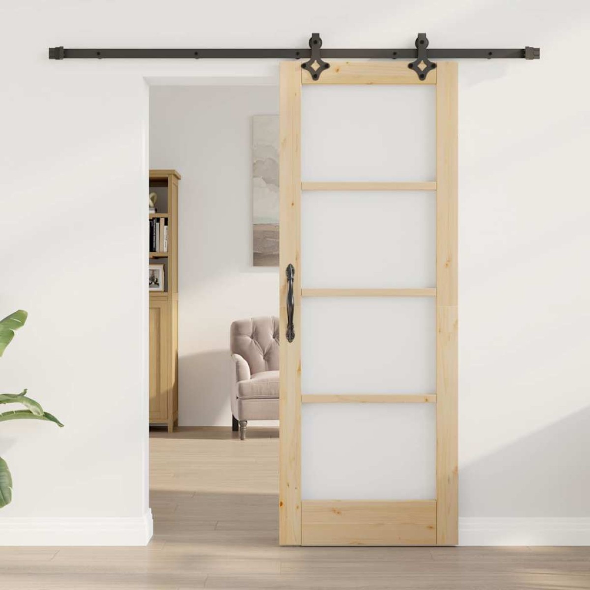 vidaXL Συρόμενη Πόρτα ORKDAL Φυσικό και Μαύρο 73,5 x 198,5 εκ.