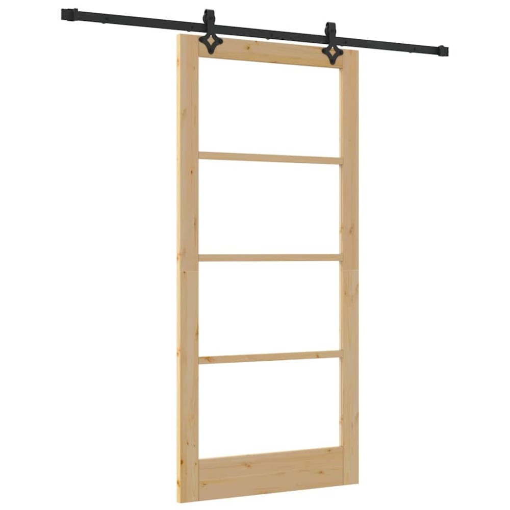 vidaXL Συρόμενη Πόρτα ORKDAL Φυσικό και Μαύρο 93 x 202 cm