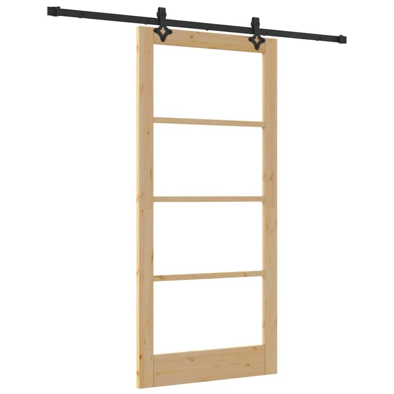 vidaXL Συρόμενη Πόρτα ORKDAL Φυσικό και Μαύρο 93 x 202 cm