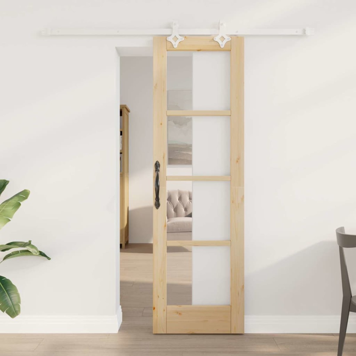 vidaXL Συρόμενη Πόρτα Φυσικό 61 x 198,5 εκ.