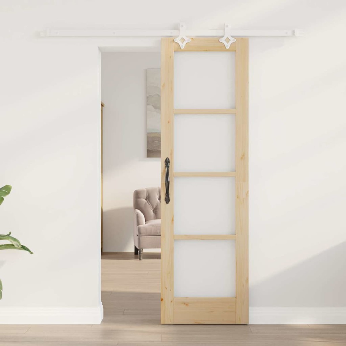 vidaXL Συρόμενη Πόρτα Φυσικό 61 x 198,5 εκ.