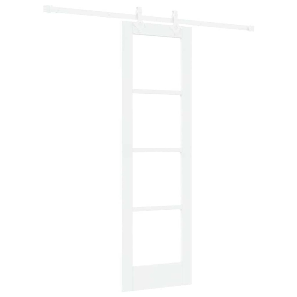 vidaXL Συρόμενη Πόρτα Λευκό 61 x 198,5 εκ. Μασίφ ξύλο πεύκου και γυαλί