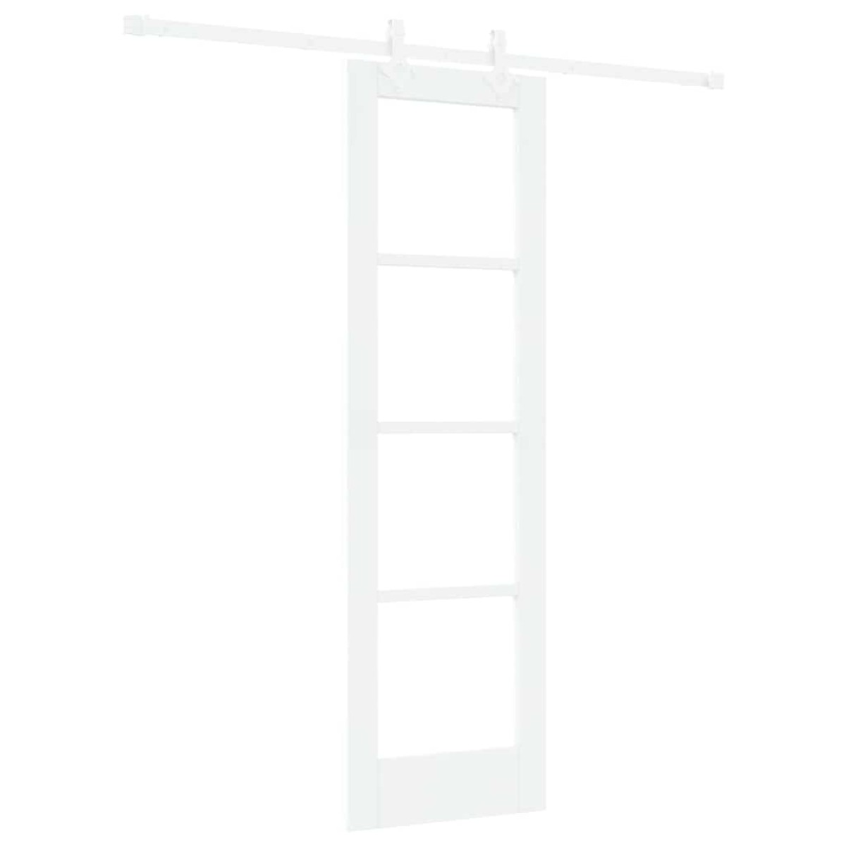 vidaXL Συρόμενη Πόρτα Λευκό 61 x 198,5 εκ. Μασίφ ξύλο πεύκου και γυαλί