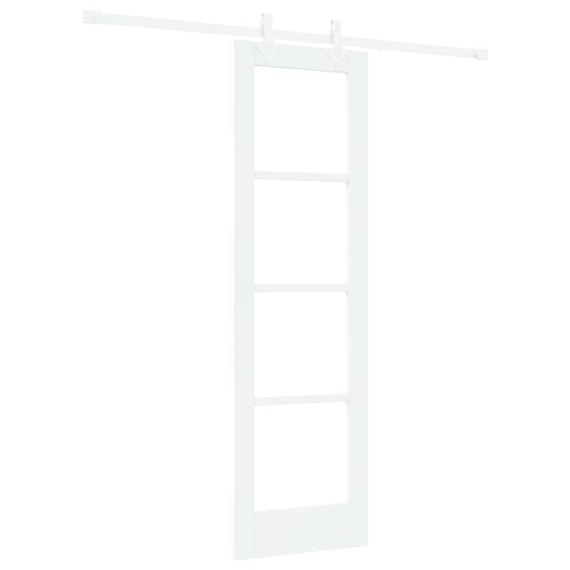 vidaXL Συρόμενη Πόρτα Λευκό 61 x 198,5 εκ. Μασίφ ξύλο πεύκου και γυαλί