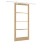 vidaXL Συρόμενη Πόρτα Φυσικό 93 x 202 cm Μασίφ ξύλο πεύκου και γυαλί