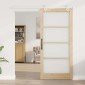 vidaXL Συρόμενη Πόρτα Φυσικό 93 x 202 cm Μασίφ ξύλο πεύκου και γυαλί