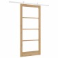 vidaXL Συρόμενη Πόρτα Φυσικό 93 x 202 cm Μασίφ ξύλο πεύκου και γυαλί