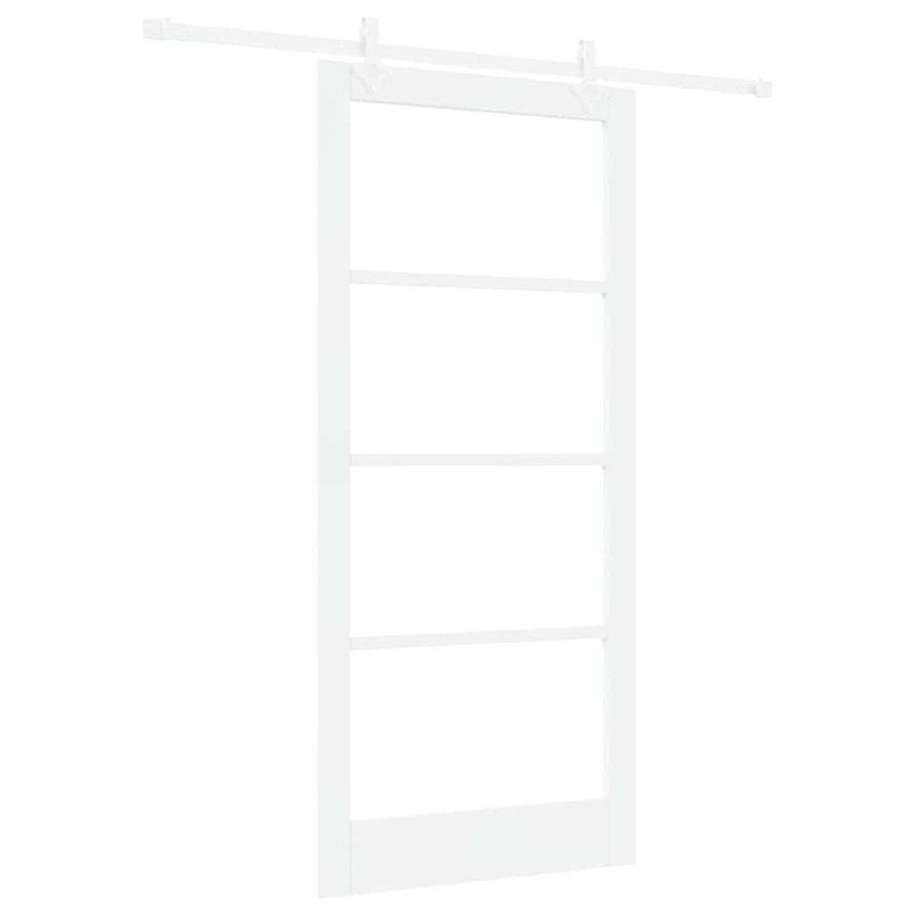 vidaXL Συρόμενη Πόρτα Λευκό 93 x 202 cm Μασίφ ξύλο πεύκου και γυαλί