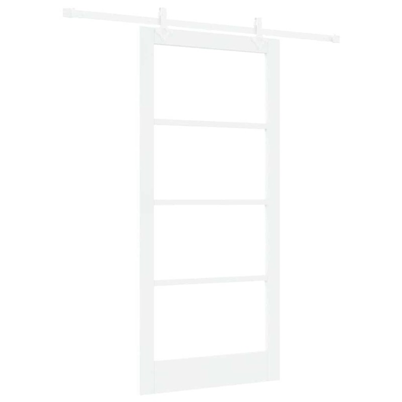 vidaXL Συρόμενη Πόρτα Λευκό 93 x 202 cm Μασίφ ξύλο πεύκου και γυαλί