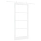 vidaXL Συρόμενη Πόρτα Λευκό 93 x 202 cm Μασίφ ξύλο πεύκου και γυαλί