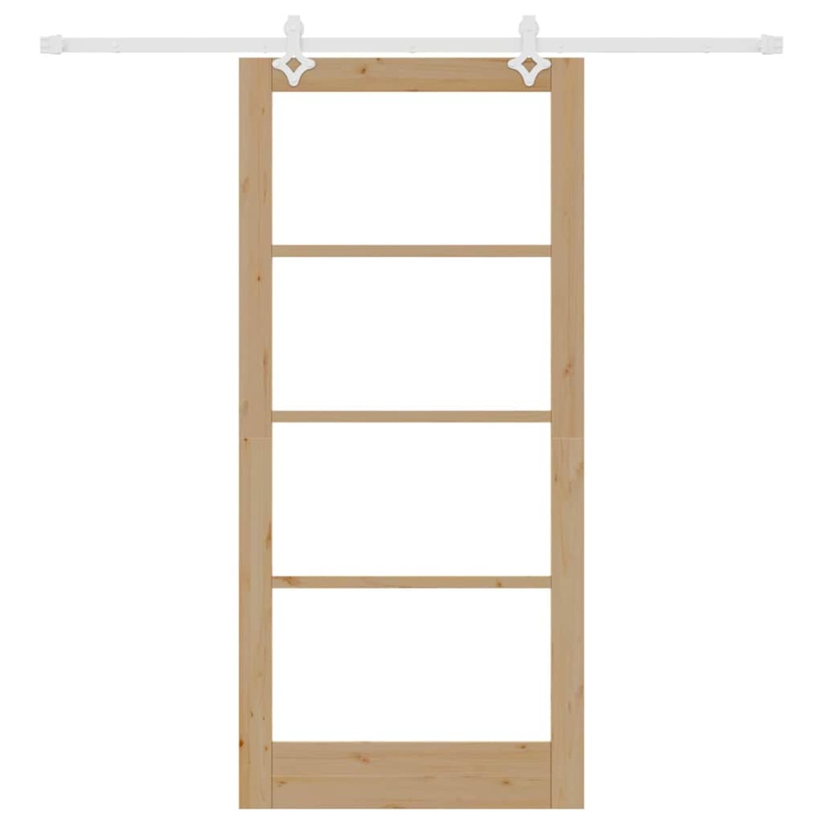 vidaXL Συρόμενη Πόρτα Φυσικό 93 x 202 cm Μασίφ ξύλο πεύκου και γυαλί