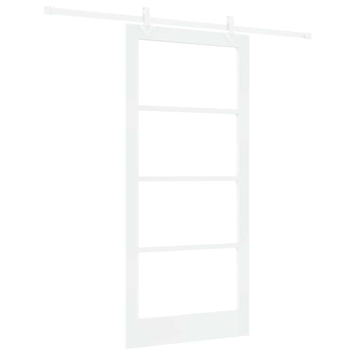 vidaXL Συρόμενη Πόρτα Λευκό 93 x 202 cm Μασίφ ξύλο πεύκου και γυαλί