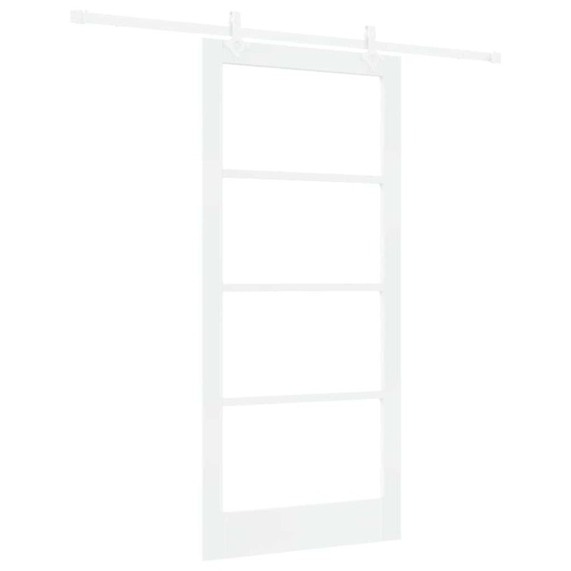 vidaXL Συρόμενη Πόρτα Λευκό 93 x 202 cm Μασίφ ξύλο πεύκου και γυαλί
