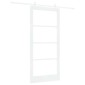 vidaXL Συρόμενη Πόρτα Λευκό 93 x 202 cm Μασίφ ξύλο πεύκου και γυαλί
