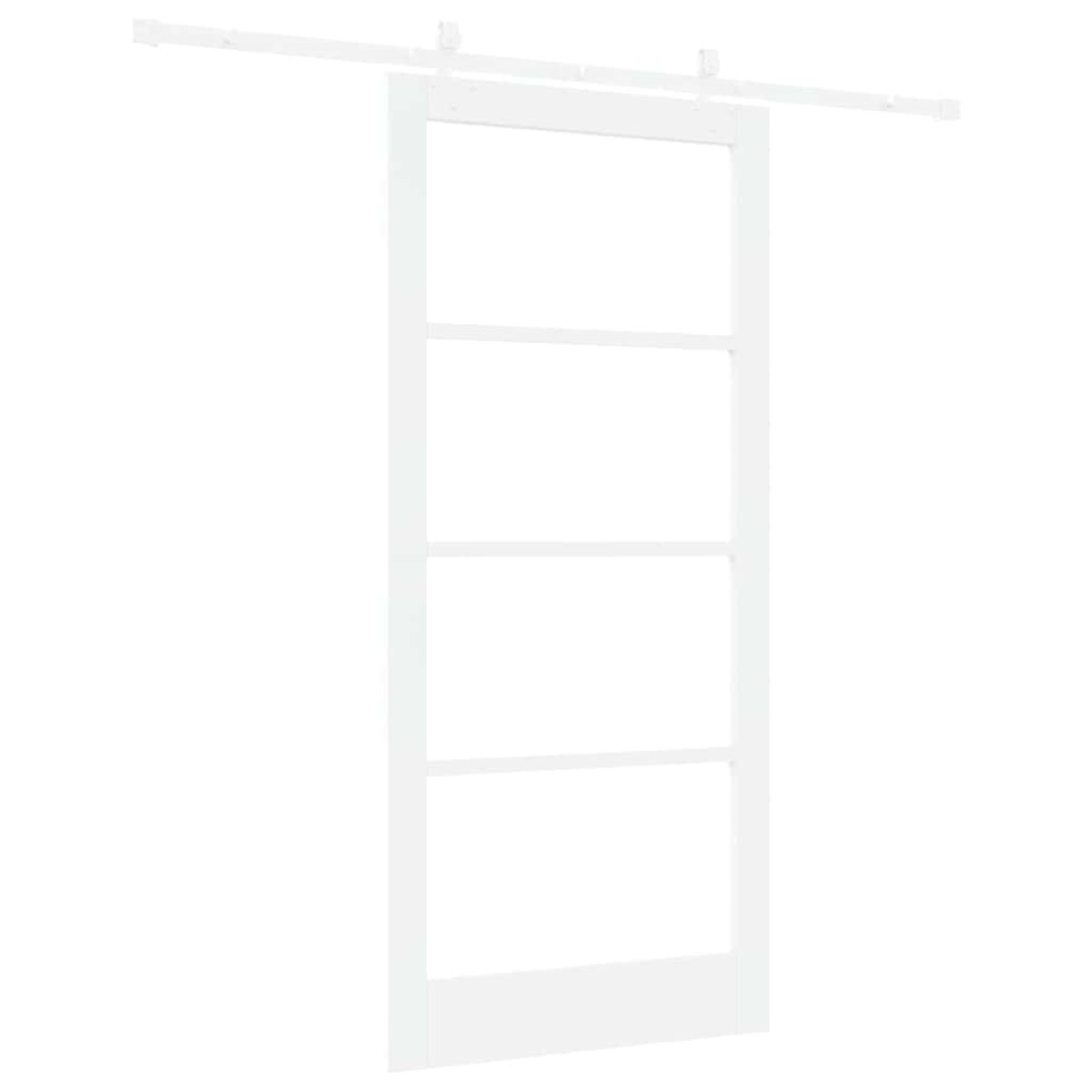 vidaXL Συρόμενη Πόρτα Λευκό 93 x 202 cm Μασίφ ξύλο πεύκου και γυαλί