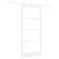 vidaXL Συρόμενη Πόρτα Λευκό 93 x 202 cm Μασίφ ξύλο πεύκου και γυαλί