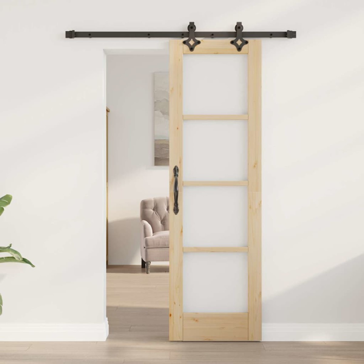 vidaXL Συρόμενη Πόρτα Φυσικό 61 x 198,5 εκ.