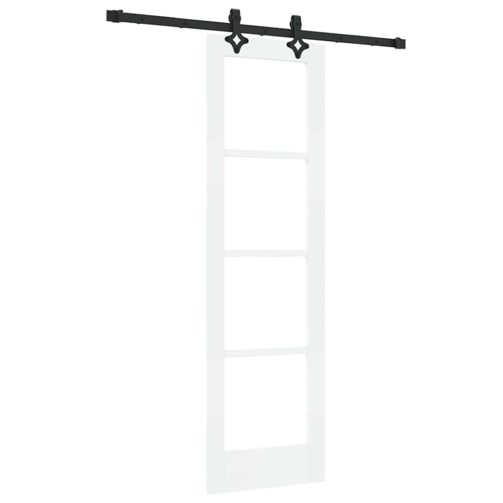 vidaXL Συρόμενη Πόρτα Λευκό 61 x 198,5 εκ. Μασίφ ξύλο πεύκου και γυαλί