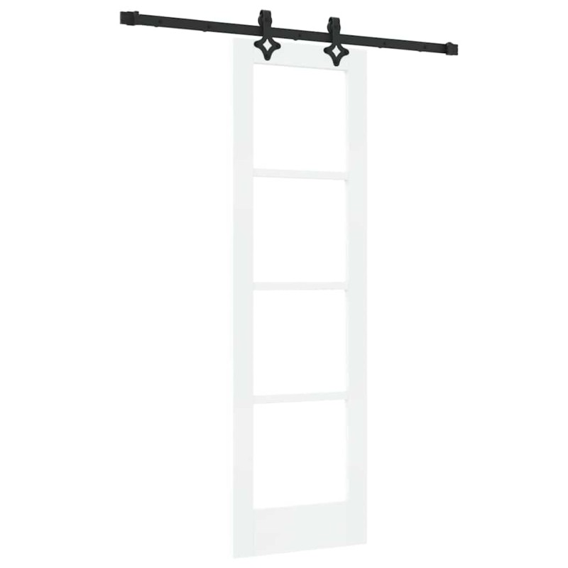 vidaXL Συρόμενη Πόρτα Λευκό 61 x 198,5 εκ. Μασίφ ξύλο πεύκου και γυαλί