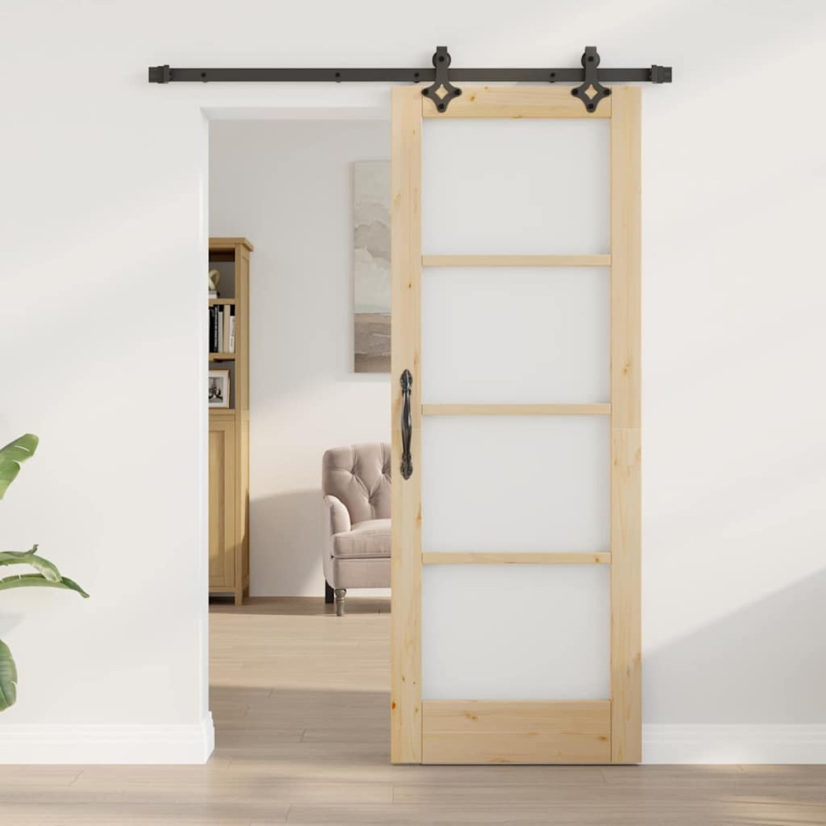 vidaXL Συρόμενη Πόρτα Φυσικό 73,5 x 198,5 εκ.