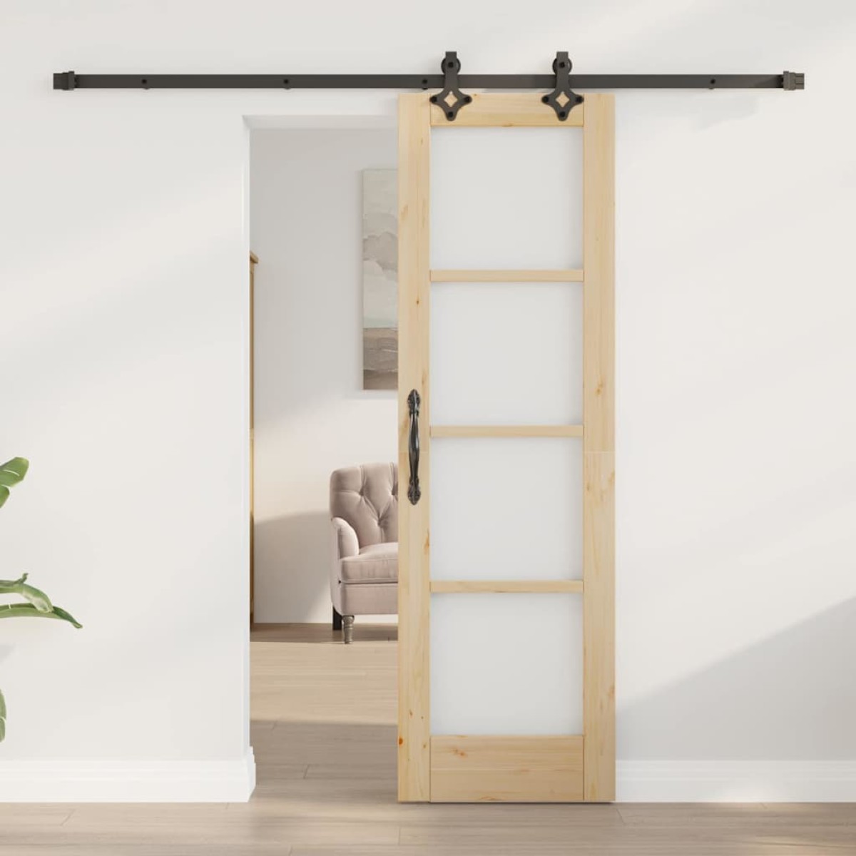 vidaXL Συρόμενη Πόρτα Φυσικό 61 x 198,5 εκ.