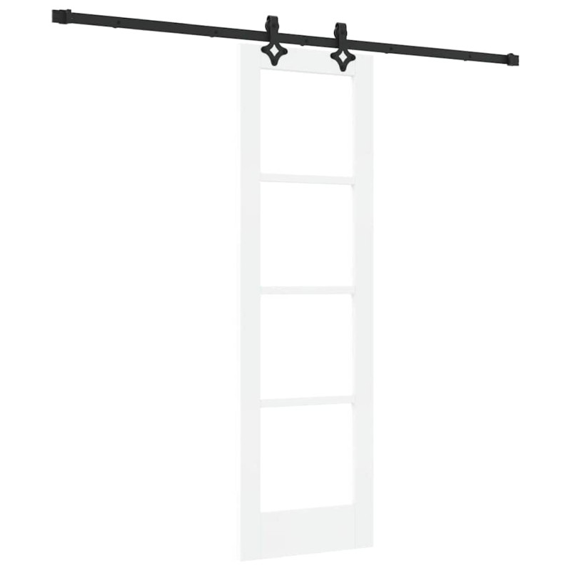 vidaXL Συρόμενη Πόρτα Λευκό 61 x 198,5 εκ. Μασίφ ξύλο πεύκου και γυαλί