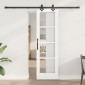 vidaXL Συρόμενη Πόρτα Λευκό 61 x 198,5 εκ. Μασίφ ξύλο πεύκου και γυαλί