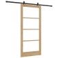 vidaXL Συρόμενη Πόρτα Φυσικό 93 x 202 cm Μασίφ ξύλο πεύκου και γυαλί