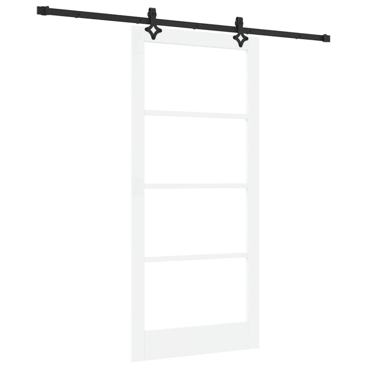 vidaXL Συρόμενη Πόρτα Λευκό 93 x 202 cm Μασίφ ξύλο πεύκου και γυαλί