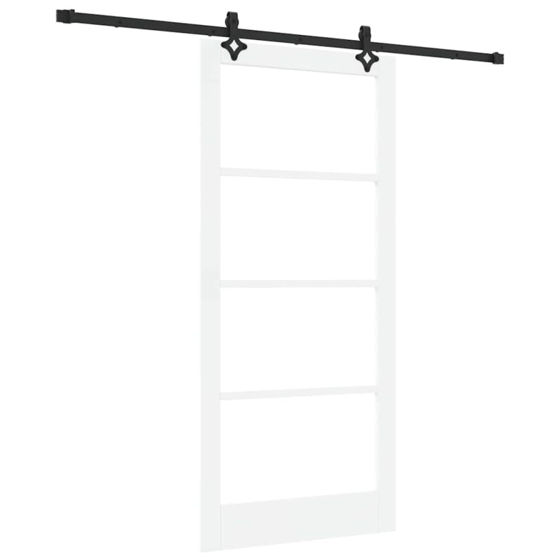 vidaXL Συρόμενη Πόρτα Λευκό 93 x 202 cm Μασίφ ξύλο πεύκου και γυαλί