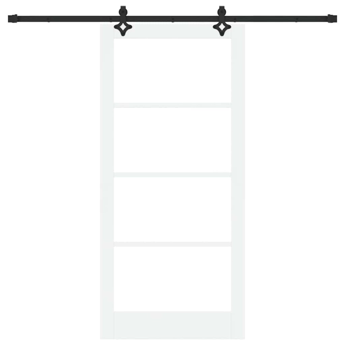 vidaXL Συρόμενη Πόρτα Λευκό 93 x 202 cm Μασίφ ξύλο πεύκου και γυαλί