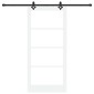 vidaXL Συρόμενη Πόρτα Λευκό 93 x 202 cm Μασίφ ξύλο πεύκου και γυαλί