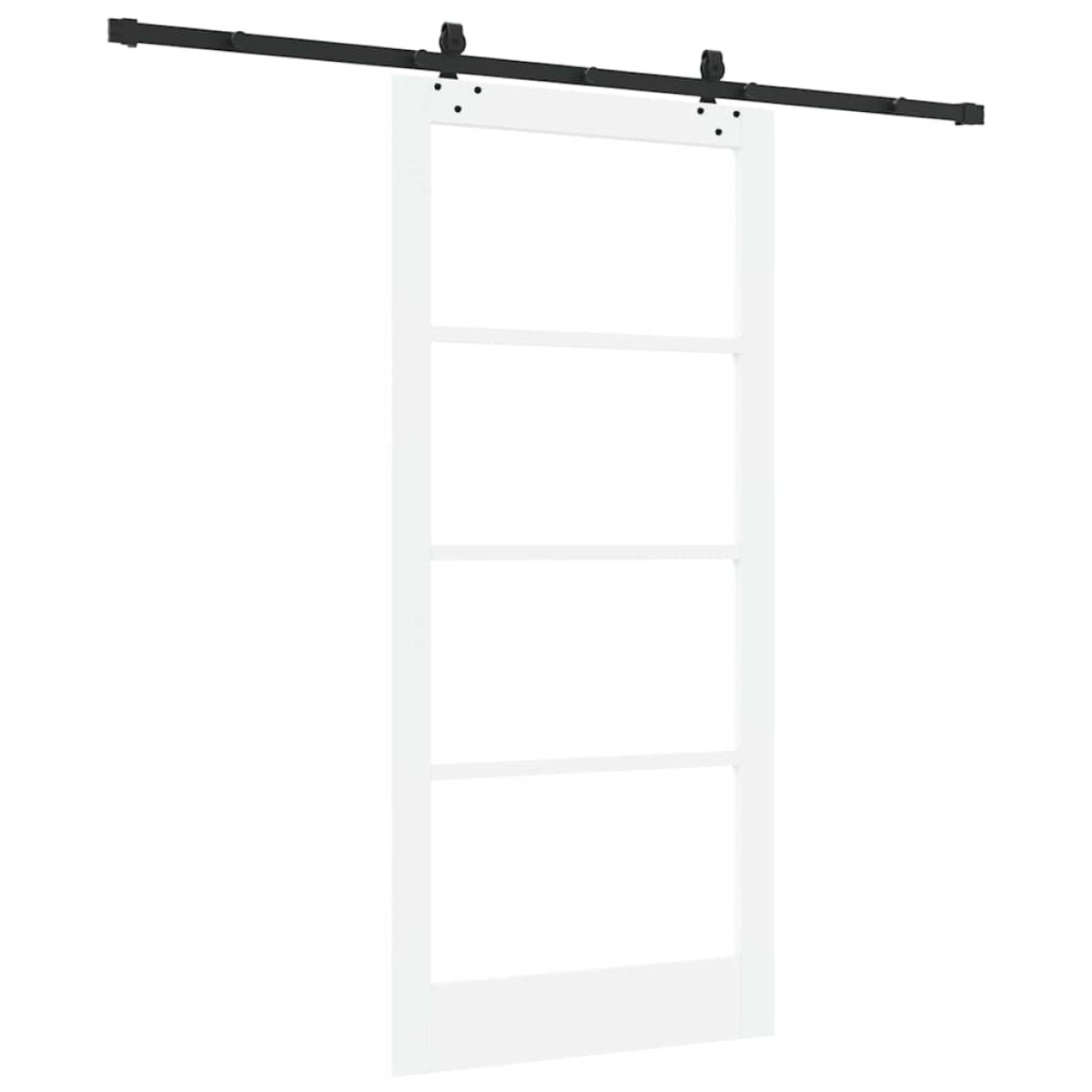 vidaXL Συρόμενη Πόρτα Λευκό 93 x 202 cm Μασίφ ξύλο πεύκου και γυαλί