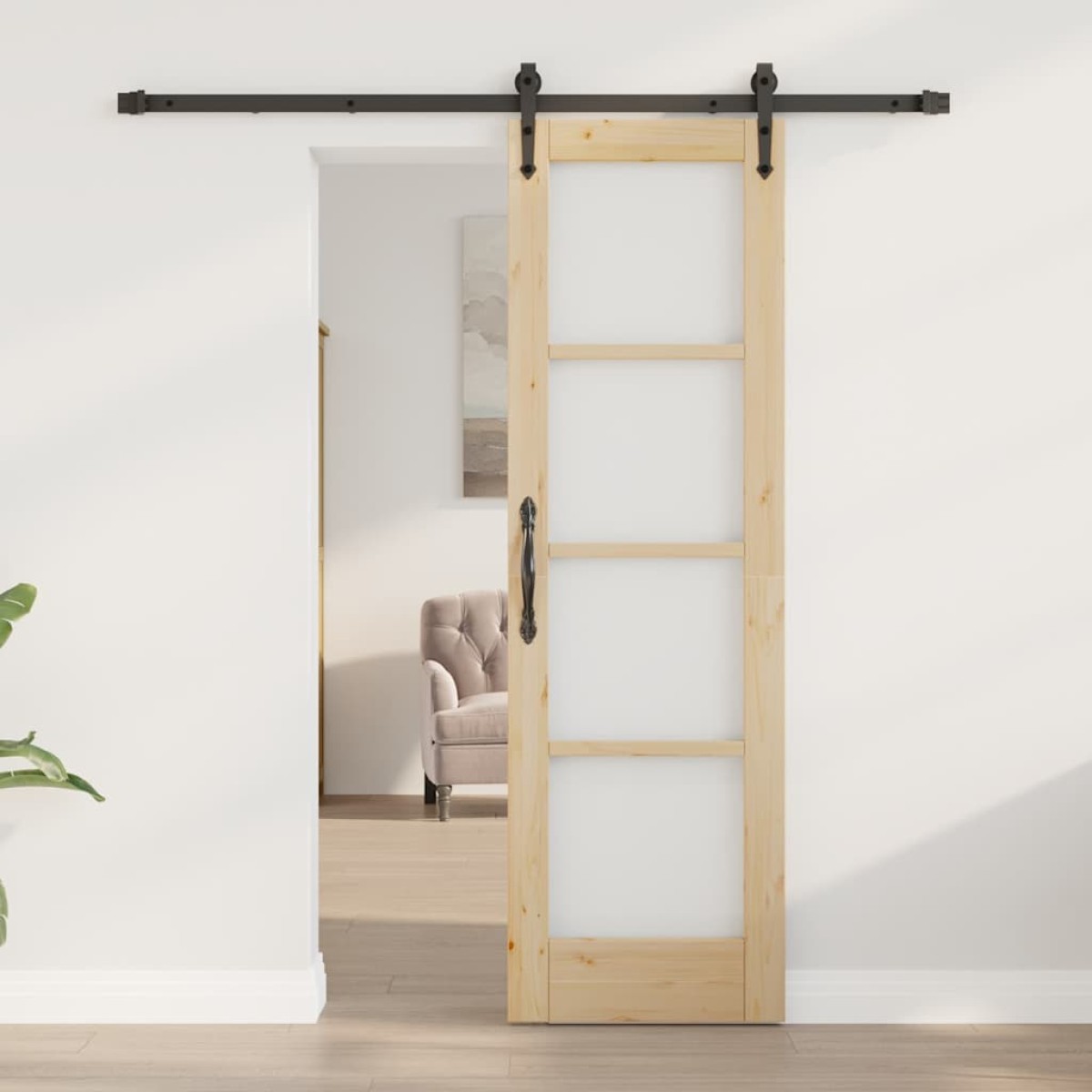vidaXL Συρόμενη Πόρτα Φυσικό 61 x 198,5 εκ.