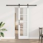 vidaXL Συρόμενη Πόρτα Λευκό 61 x 198,5 εκ. Μασίφ ξύλο πεύκου και γυαλί