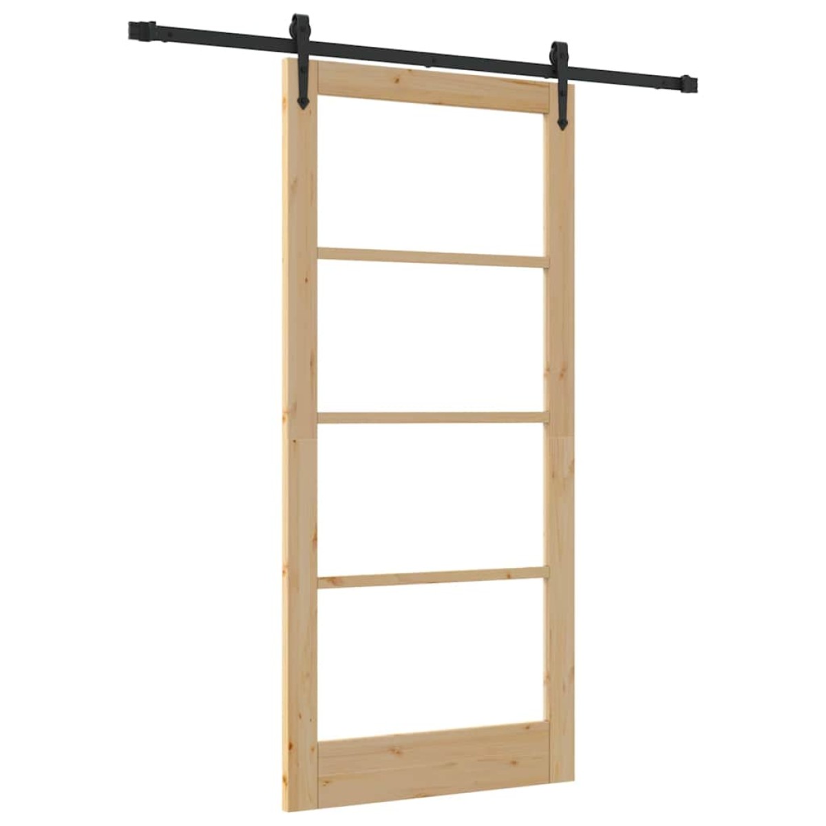 vidaXL Συρόμενη Πόρτα Φυσικό 93 x 202 cm Μασίφ ξύλο πεύκου και γυαλί