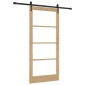 vidaXL Συρόμενη Πόρτα Φυσικό 93 x 202 cm Μασίφ ξύλο πεύκου και γυαλί