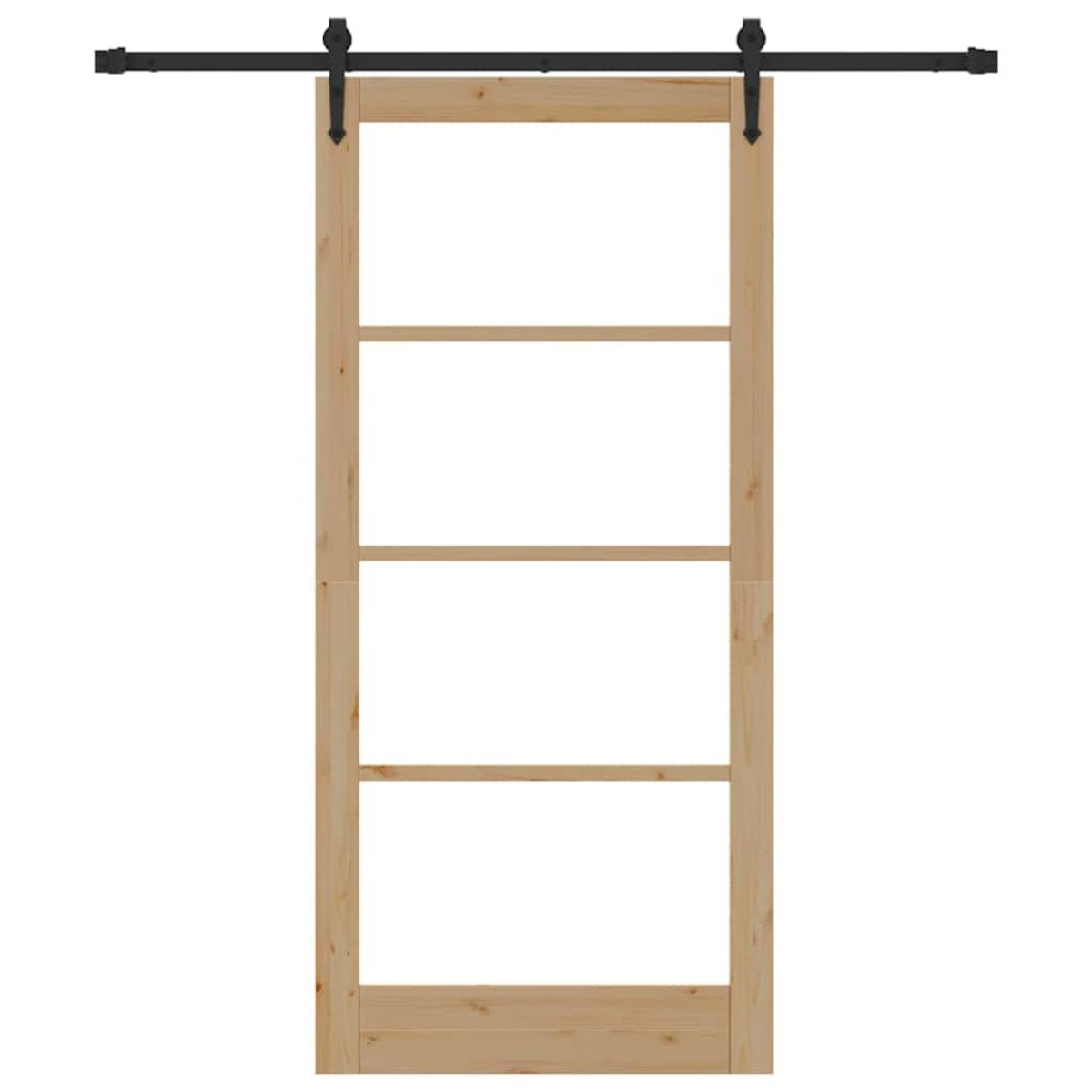 vidaXL Συρόμενη Πόρτα Φυσικό 93 x 202 cm Μασίφ ξύλο πεύκου και γυαλί