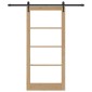 vidaXL Συρόμενη Πόρτα Φυσικό 93 x 202 cm Μασίφ ξύλο πεύκου και γυαλί