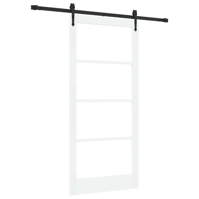 vidaXL Συρόμενη Πόρτα Λευκό 93 x 202 cm Μασίφ ξύλο πεύκου και γυαλί