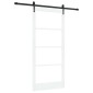 vidaXL Συρόμενη Πόρτα Λευκό 93 x 202 cm Μασίφ ξύλο πεύκου και γυαλί