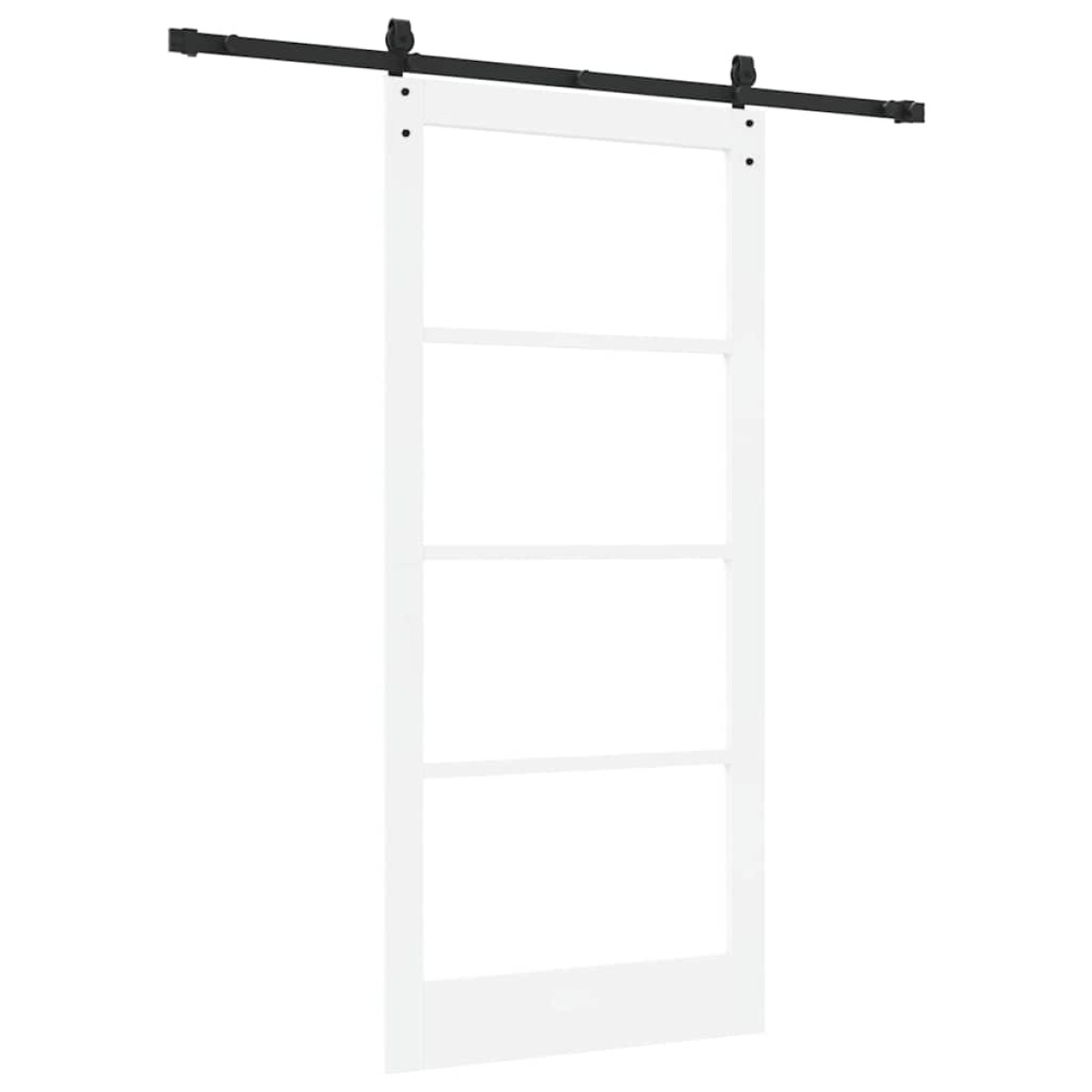 vidaXL Συρόμενη Πόρτα Λευκό 93 x 202 cm Μασίφ ξύλο πεύκου και γυαλί