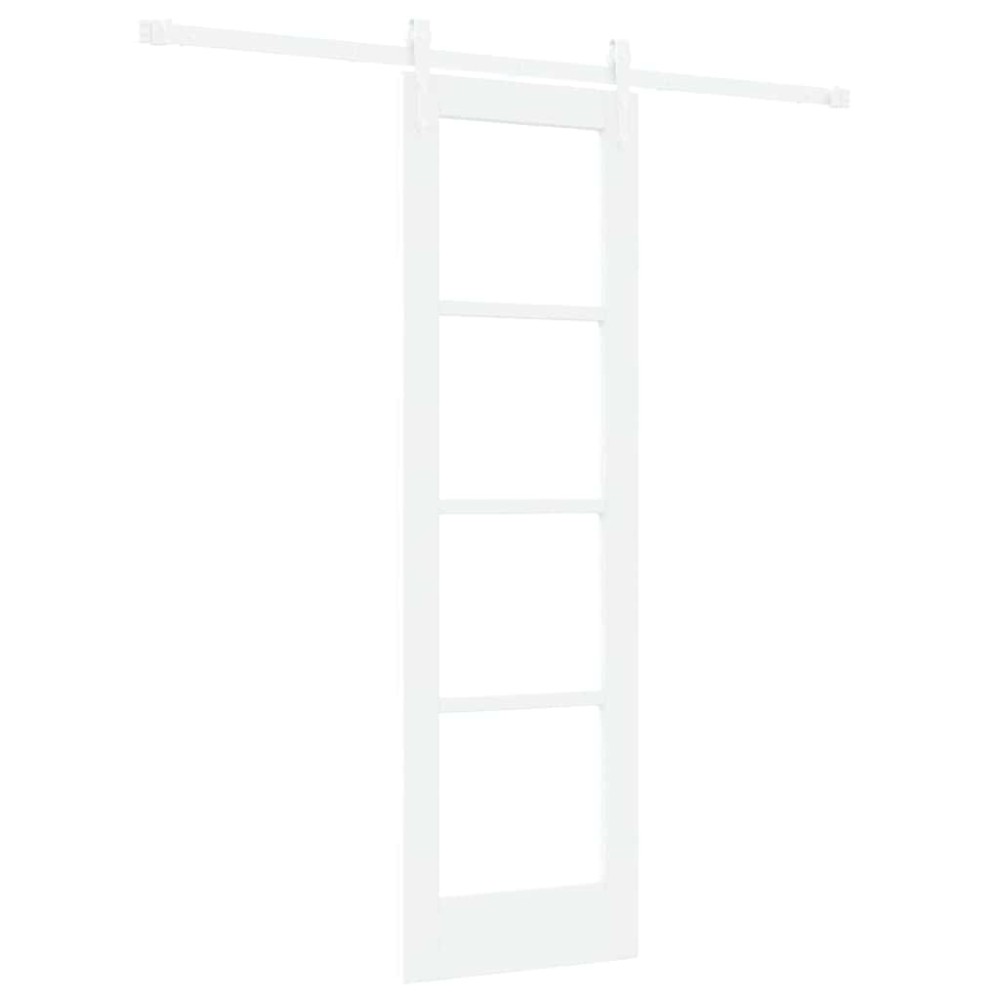 vidaXL Συρόμενη Πόρτα Λευκό 61 x 198,5 εκ. Μασίφ ξύλο πεύκου και γυαλί