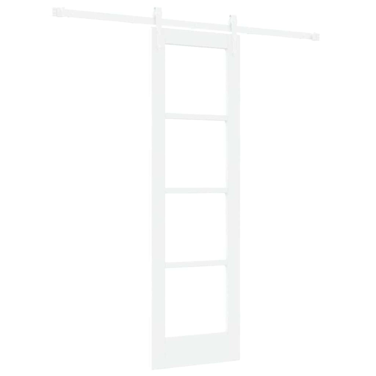 vidaXL Συρόμενη Πόρτα Λευκό 61 x 198,5 εκ. Μασίφ ξύλο πεύκου και γυαλί