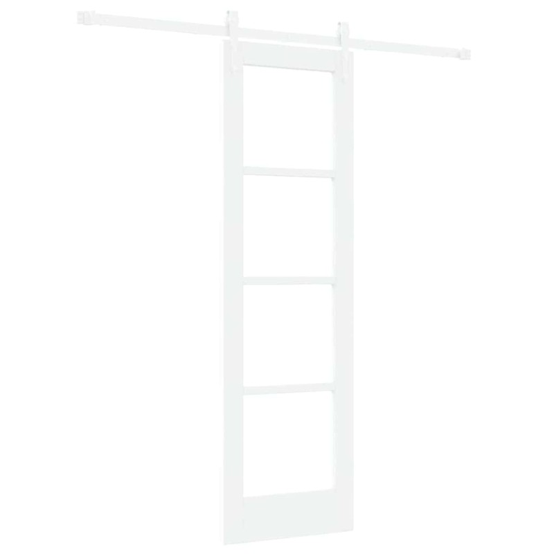 vidaXL Συρόμενη Πόρτα Λευκό 61 x 198,5 εκ. Μασίφ ξύλο πεύκου και γυαλί