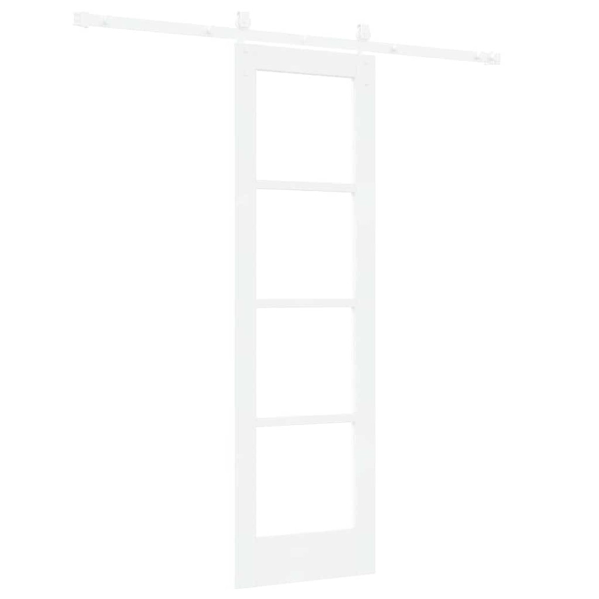 vidaXL Συρόμενη Πόρτα Λευκό 61 x 198,5 εκ. Μασίφ ξύλο πεύκου και γυαλί