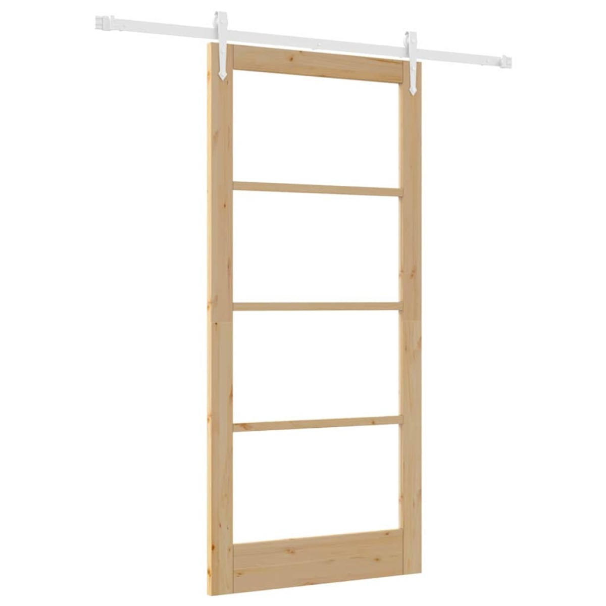 vidaXL Συρόμενη Πόρτα Φυσικό 93 x 202 cm Μασίφ ξύλο πεύκου και γυαλί