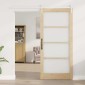 vidaXL Συρόμενη Πόρτα Φυσικό 93 x 202 cm Μασίφ ξύλο πεύκου και γυαλί