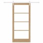 vidaXL Συρόμενη Πόρτα Φυσικό 93 x 202 cm Μασίφ ξύλο πεύκου και γυαλί